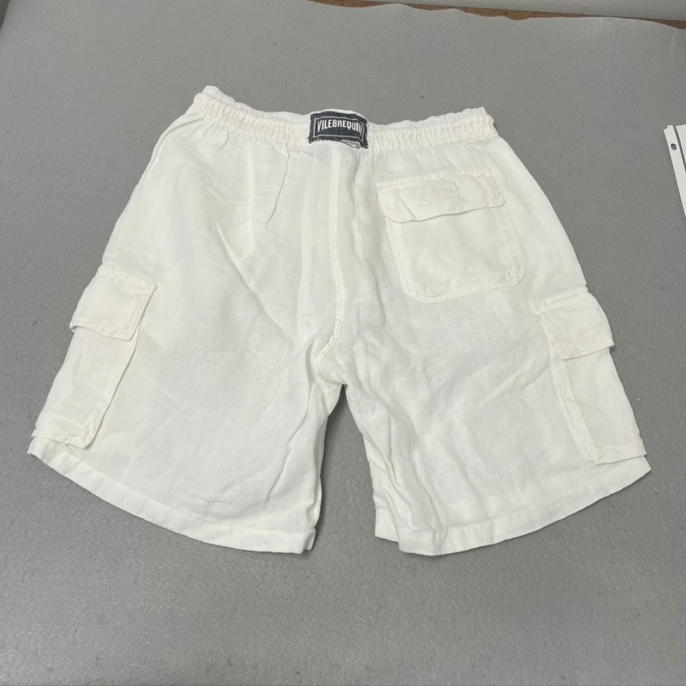 Vilebrequin Cargo Shorts Mens S White 100% Linen Elastic Waist BAIP8C2 OF 81718 - Picture 10 of 16
